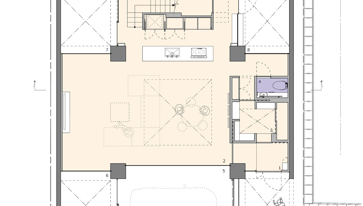בית בטקמאצו, תוכנית אדריכלית קומה ראשונה