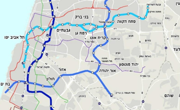 מפת מטרו גוש דן (אינפוגרפיקה: מנהל התכנון, Bizportal)