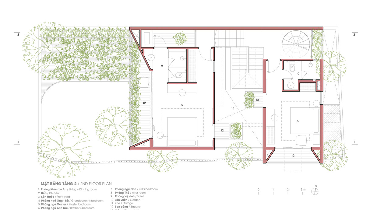 בית בווייטנאם, תוכנית אדריכלית, קומה שנייה