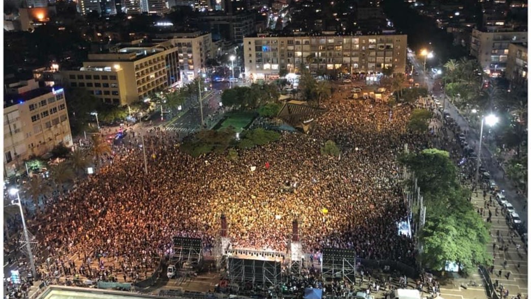 מחאת חופש התרבות בכיכר רבין (צילום: אביעד בר)