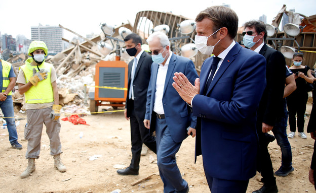 נשיא צרפת עמנואל מקרון בביקור לבנון‎ (צילום: רויטרס_)