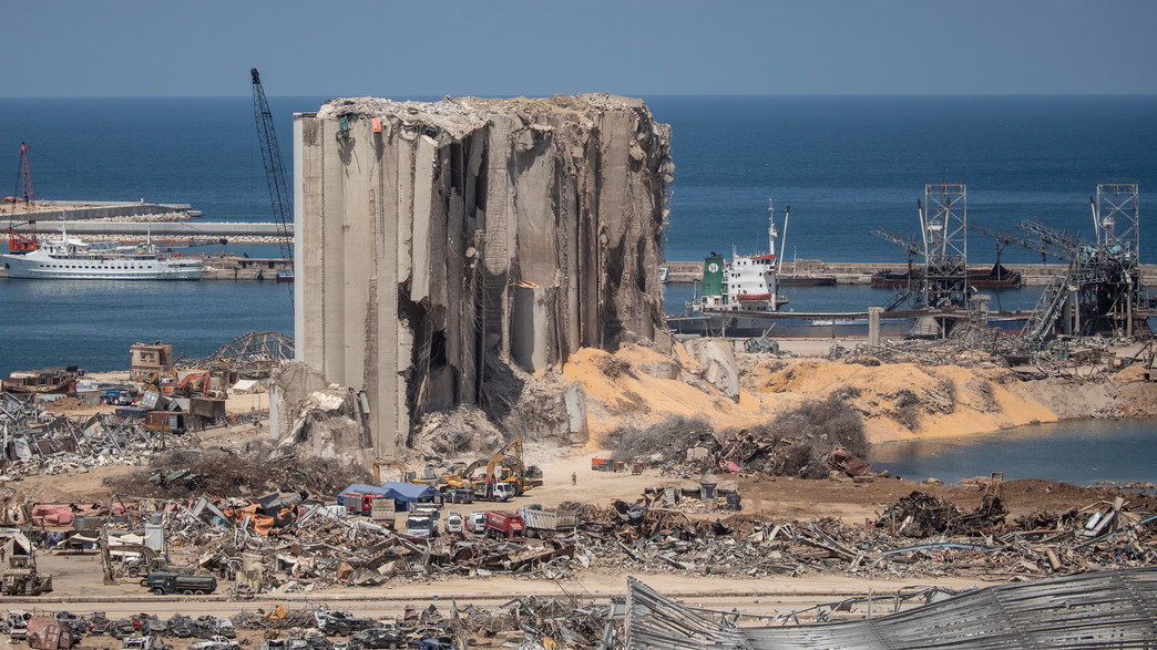 אזור הפיצוץ בנמל ביירות (צילום: Chris McGrath, Getty Images)