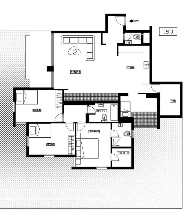 דירה בגני תקווה, עיצוב ליאת פוסט,  תוכנית אדריכלית, לפני שיפוץ - 1
