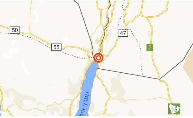 מוקד רעידת האדמה שהורגשה ליד אילת (צילום: google maps)