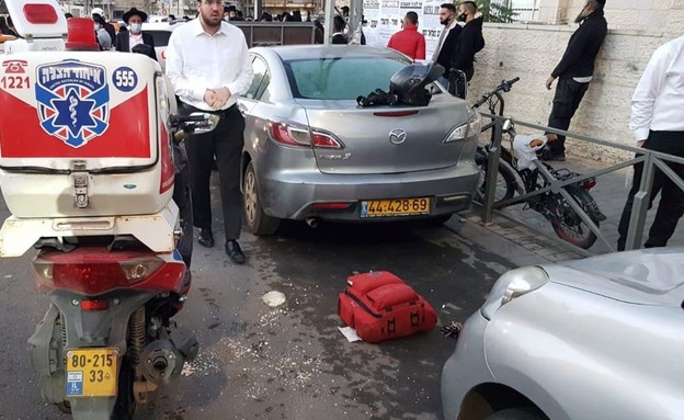 תאונת דרכים בירושלים ‎ (צילום: דוברות איחוד הצלה )