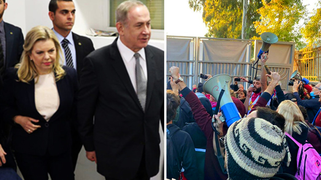 בנימין, שרה, נתניהו, מפגינים, בלפור