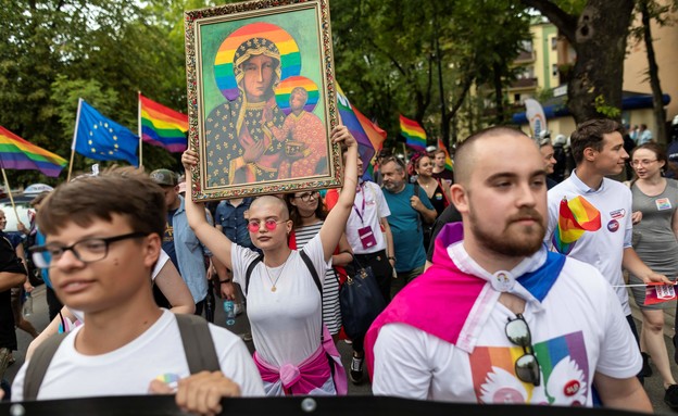 הפגנת להט"ב בפולין, אוגוסט 2019 (צילום: WOJTEK RADWANSKI/AFP, GettyImages)