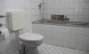 חדר אמבטיה ישן עם אריחי קרמיקה שבורים (אילוסטרציה: mahc, shutterstock)