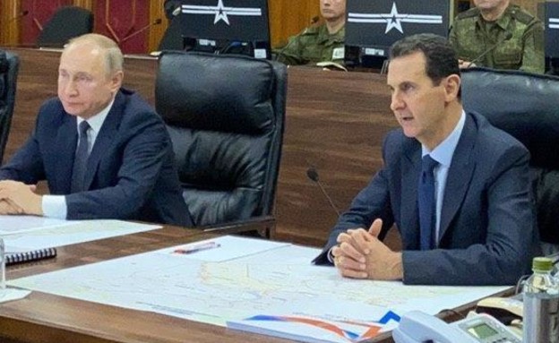 ולדימיר פוטין בביקור פתע בסוריה אצל בשאר אסד (צילום: סוכנות הידיעות הסורית סאנא)