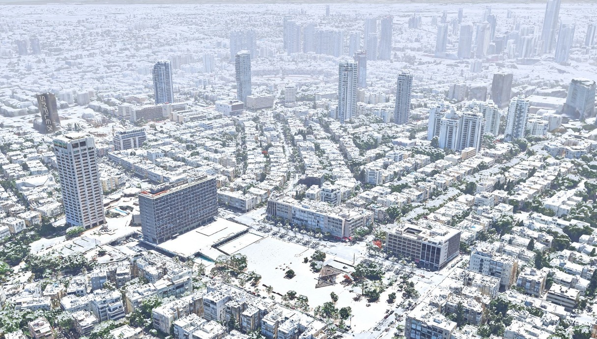 הדמיה של תל אביב מכוסה בשלג