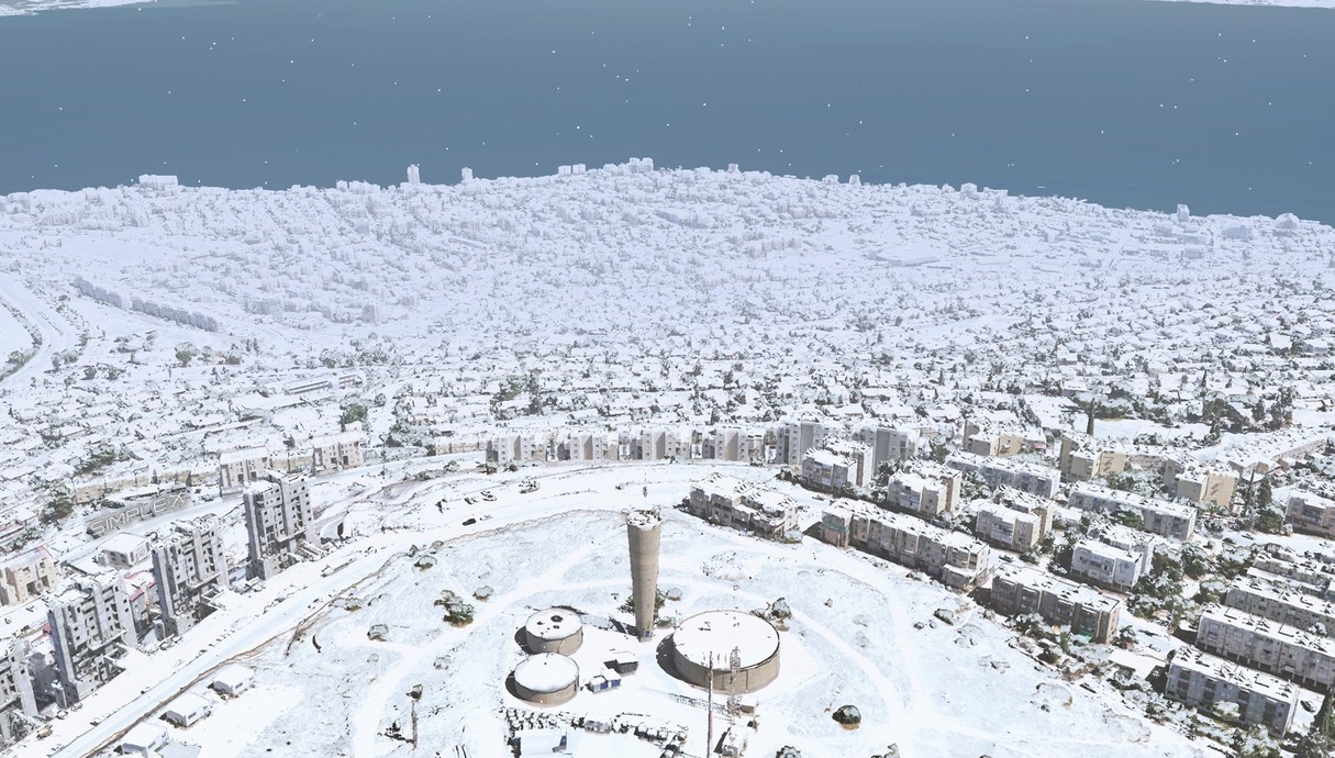 הדמיה של טבריה מכוסה בשלג