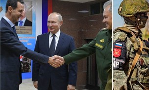 מנהיגי המדינות על רקע סיור צבאי (צילום:  ALEXEY DRUZHININ/SPUTNIK/DELIL SOULEIMAN/AFP , GettyImages)