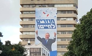 שלט חוצות של הליכוד עם הסלוגן "חוזרים לחיים" שנפסל (צילום: N12)