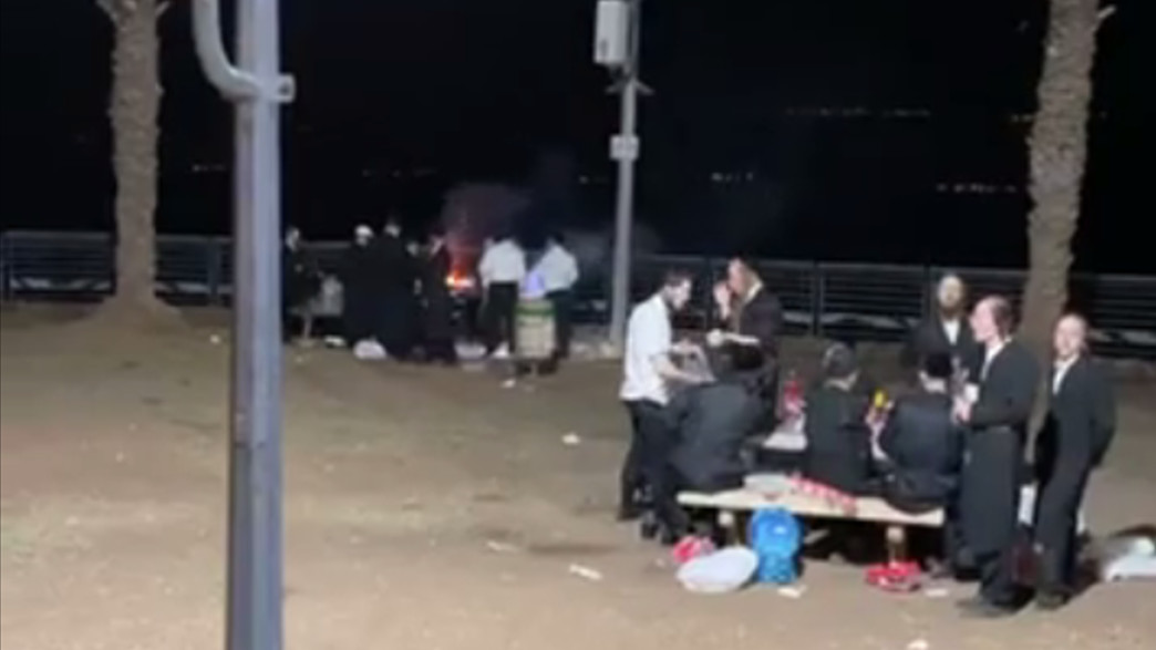 חרדים עושים על האש בכנרת בערב יום השואה חרדים עושים על האש בכנרת בערב יום השואה