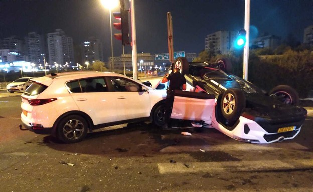 תאונה בין אור יהודה לקרית אונו (צילום: באדיבות רימון טובין)