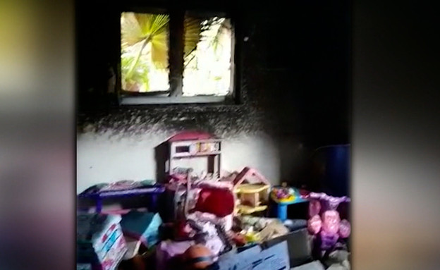 המזגן התלקח - והבית עלה באש (צילום: מתוך "חדשות הבוקר" , קשת12)