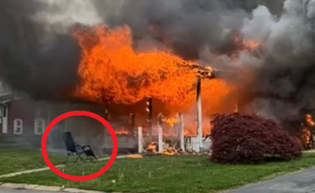 שריפה בבית במרילנד (צילום: Maryland State Fire Marshal)