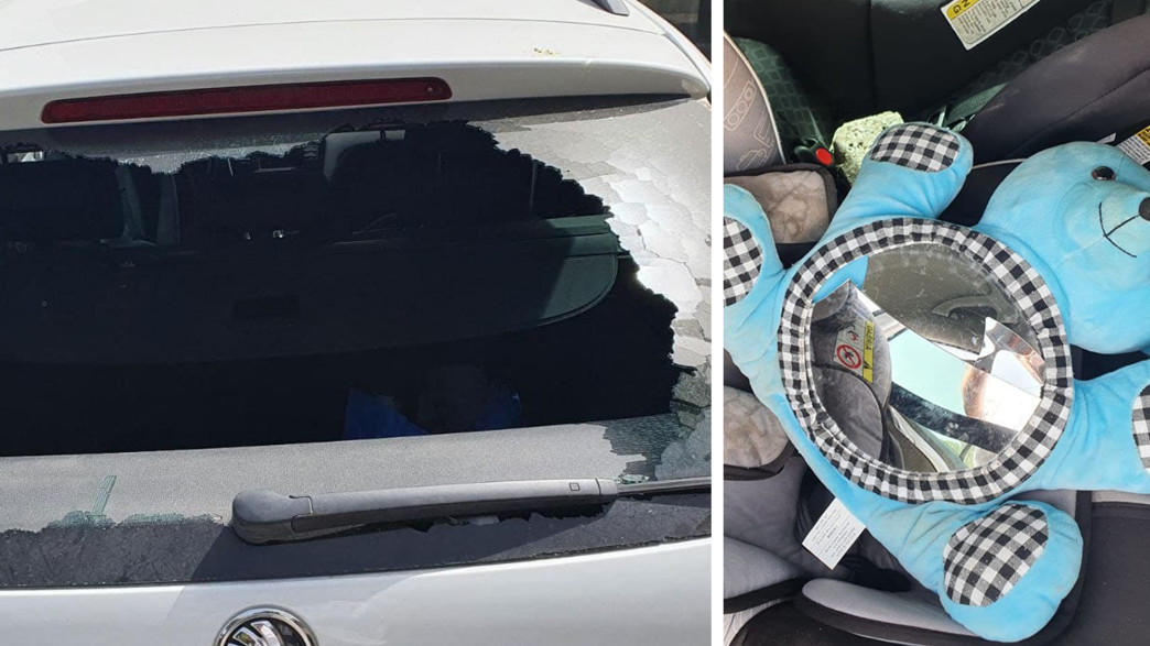 אבן פגעה במראת הדובי שמנעה פגיעה קשה בתינוקת בת 7 אבן פגעה במראת הדובי שמנעה פגיעה קשה בתינוקת בת 7