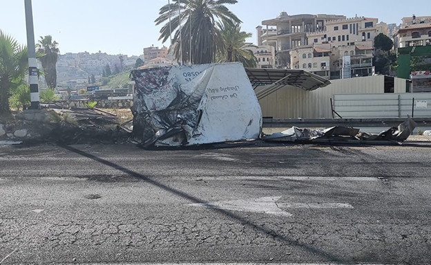 הנזקים בכבישים: תוצאות המהומות וההסלמה (צילום: נתיבי ישראל‎)