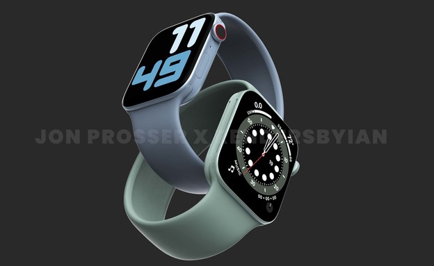 הדמייה של Apple Watch 7 (צילום: Jon Prosser)