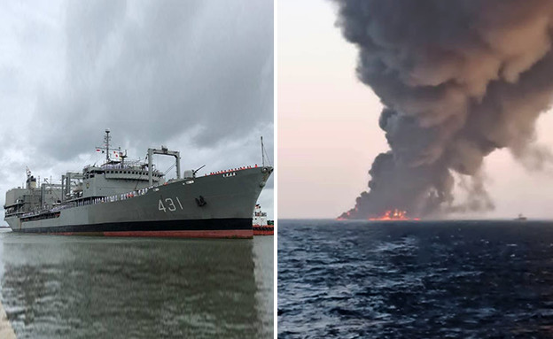 עלתה באש וטבעה: האוניה הגדולה ביותר בצי האירני‎