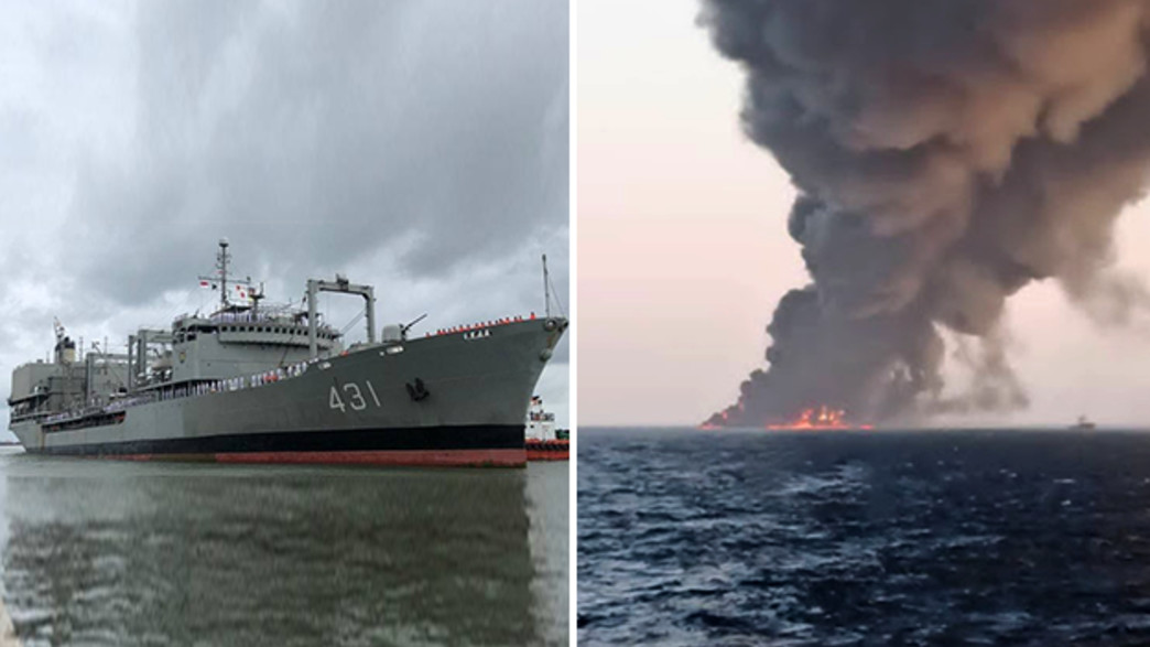 עלתה באש וטבעה: האוניה הגדולה ביותר בצי האירני‎