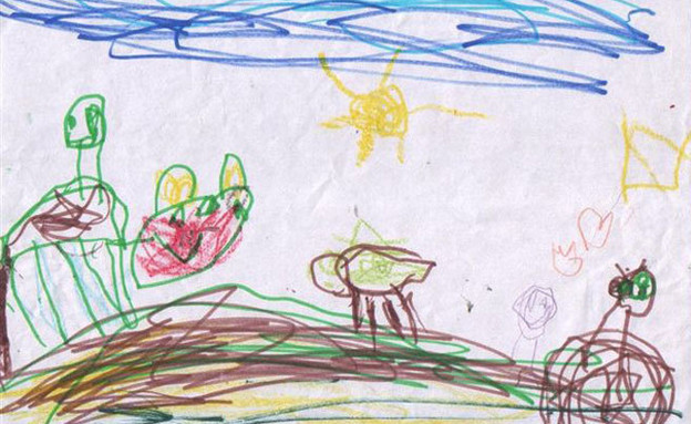 ציור ילדים קושי להפסיד: אפשרות 1 - לחץ קל וקו מהוס (צילום: מיכל וימר, תרפיסטית בהבעה ויצירה)