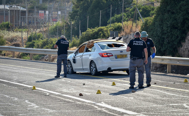 זירת הרצח של יוסף, נוואל וריאן ג'רושי בצומת עילבון (צילום: בסאל עווידאת, פלאש/90 )