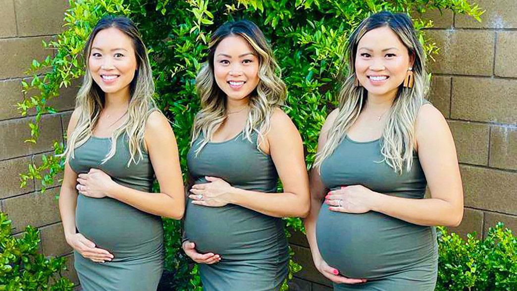 שלוש התאומות בהריון (צילום: Gina Purcell)