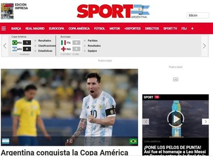 "ארגנטינה כבשה את קופה אמריקה" (SPORT)