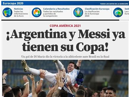 "לארסנטינה ומסי יש גביע" (Mundo deportivo)