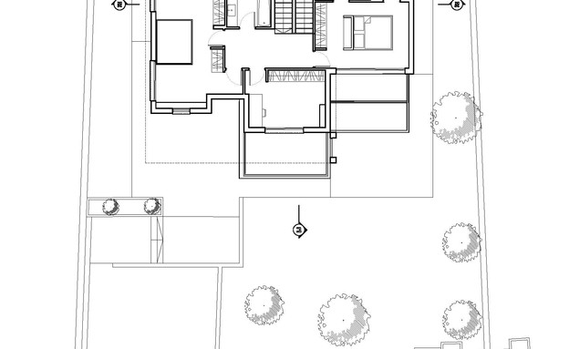 בית בקיבוץ מגל, עיצוב לילך פלד, ג, תוכנית קומה עליונה (שרטוט: לילך פלד)