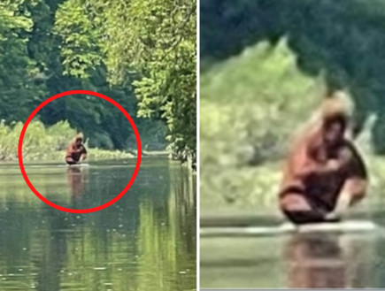 חותר קיאק שט במורד הנהר - ומה שהוא צילם מעורר קונספירציות ברשת