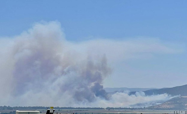 שריפה גדולה באזור צומת כח שבגליל העליון (צילום: שלומי אפריאט)