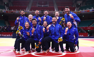נבחרת ישראל בג'ודו מדלית ארד טוקיו 2020 (צילום: רויטרס)