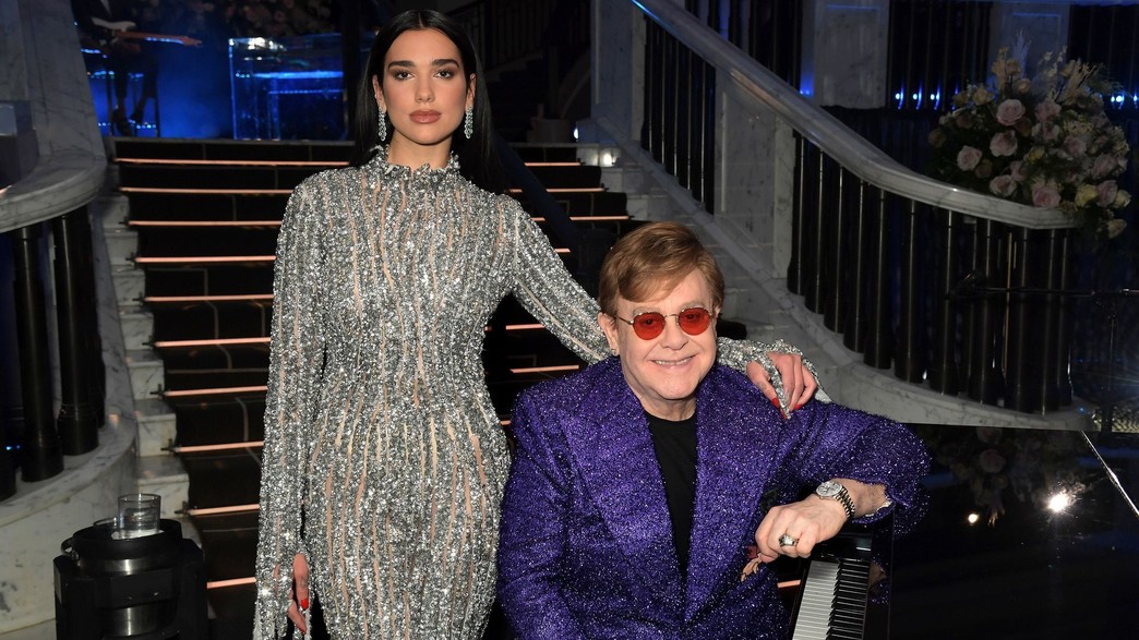 אלטון ג'ון ודואה ליפה (צילום: David M. Benett/Getty Images for the Elton John AIDS Foundation)