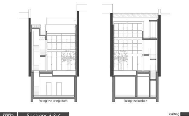 בית בנווה צדק, עיצוב מירב גלן, תוכנית אדריכלית, חלק 3-4 (שרטוט: מירב גלן)