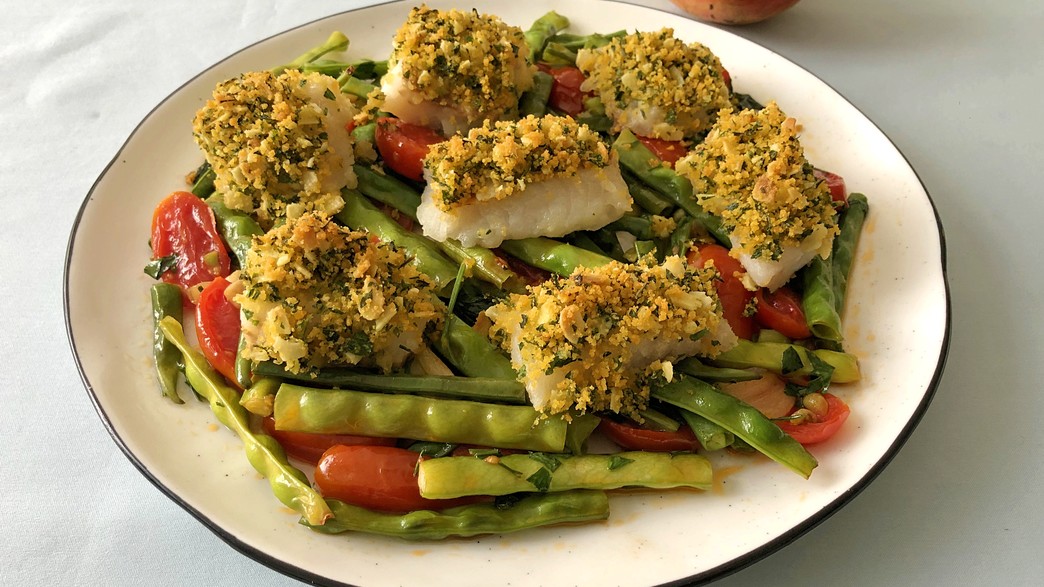 דג אפוי עם שעועית ירוקה