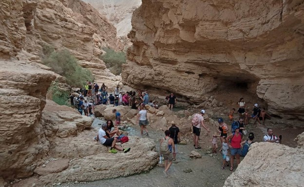 מטיילים בנחל בוקק (צילום: גזית אגסי, רשות הטבע והגנים)