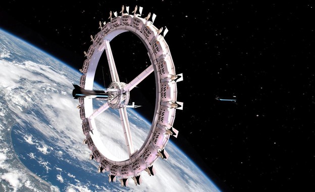 אילוסטרציה: כך ייראה מלון החלל שיחנך ב-2027 (צילום:  Orbital Assembly Corporation)