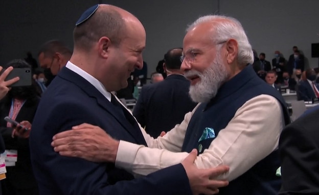 ראש הממשלה בנט וראש ממשלת הודו מודי בוועידת באקלים (צילום: reuters)