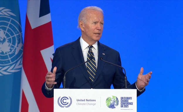 הנשיא ג'ו ביידן בועידת האקלים בגלזגו (צילום: AP)