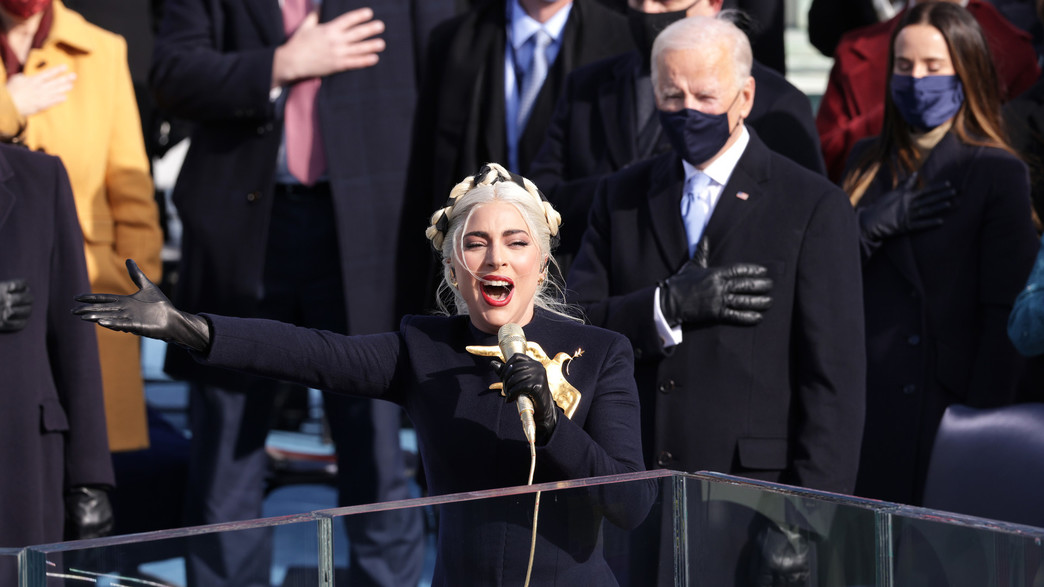 ליידי גאגא בטקס ההשבעה של ג'ו ביידן (צילום: Photo by Alex Wong/Getty Images)