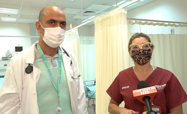 ד"ר אוסמה אלעמור ונטלי גורדסקי, בית החולים סורוקה (צילום: חדשות 12)