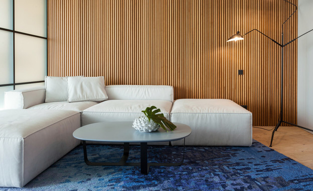 לופה חיפוי עץ על קיר בסלון (צילום: Shutterstock by brizmaker)