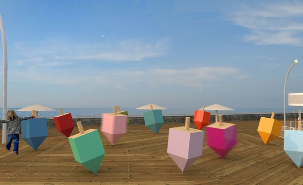 מיצב סביבוני ענק צבעוניים בנמל תל אביב - הדמיה (צילום: סטודיו סיטי פלטון)