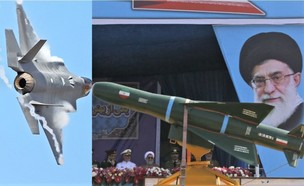 נשק איראני מול מטוס קרב (צילום: ATTA KENARE/AFP/Scott Barbour/GettyImages)