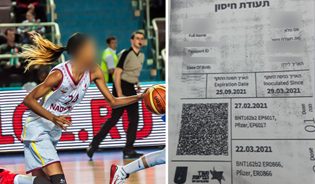 קבוצה שניסתה להכניס שחקנית זרה וזייפה תעודת חיסון 