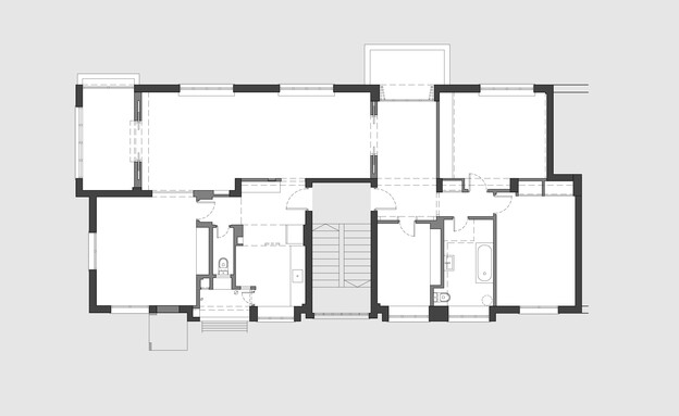 דירה בתל אביב, עיצוב מירב גלן, תוכנית הדירה לפני השיפוץ (שרטוט: מירב גלן)