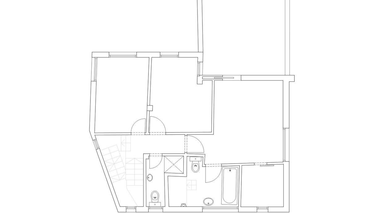 בית בהדר יוסף, עיצוב עינת ארליך, תוכנית הקומה העליונה לפני השיפוץ,